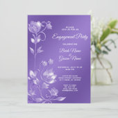 おしゃれな紫の花モチーフのエンゲージメント招待状 招待状 (スタンド正面)