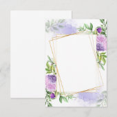 おしゃれな紫の花柄の結婚式 無料テンプレート 招待状 (正面/裏面)