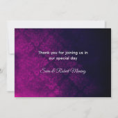 おしゃれな紫 黒 銀のドリップ グリッター サンキューカード (裏面)