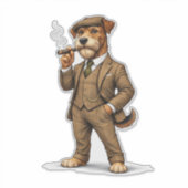おしゃれな紳士の犬 シール (正面)