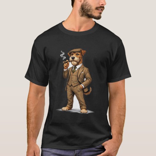 おしゃれな紳士の犬 Tシャツ (正面)