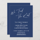 おしゃれな結婚報告カード シンプル エレガント タイポグラフィー ネイビー 招待状 (正面/裏面)