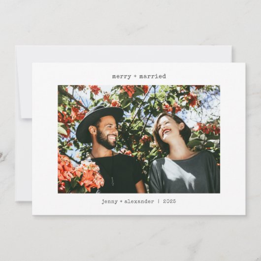 おしゃれな結婚報告カード　２枚の写真付き シーズンカード (正面)