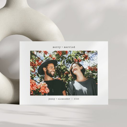 おしゃれな結婚報告カード　２枚の写真付き シーズンカード