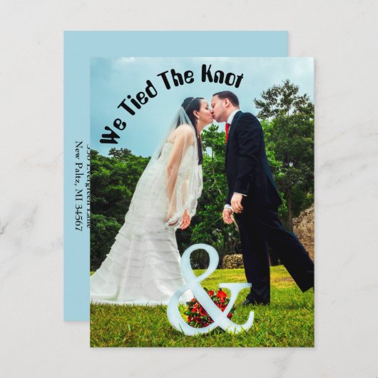 おしゃれな結婚報告カード We Tied the Knot サンキューカード (正面/裏面)