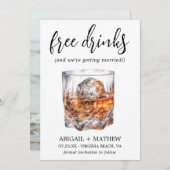 おしゃれな結婚式にぴったり!ユーモアあふれるウイスキーカクテル ドリンク フォト セーブザデート (正面/裏面)