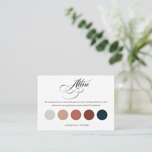 おしゃれな結婚式のカラーパレット 服装 ドレスコード カード (スタンド正面)