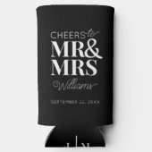 おしゃれな結婚式のタイポグラフィーフェイバーにお祝いを スリム缶クーラー (裏面)
