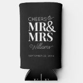 おしゃれな結婚式のタイポグラフィーフェイバーにお祝いを スリム缶クーラー (正面)