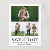 おしゃれな結婚式の事前招待状 3枚の写真コラージュ ポストカード (正面)