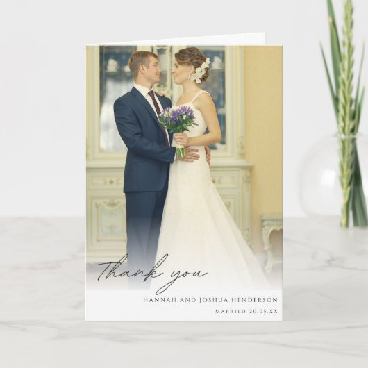 おしゃれな結婚式の写真サンクスカード カード (正面)