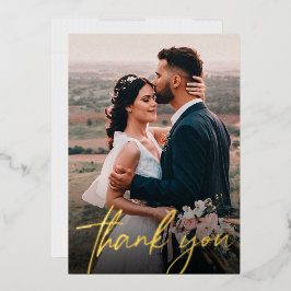 おしゃれな結婚式の写真、ありがとうの台本 モダン 箔招待状