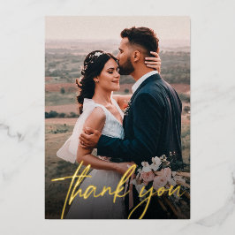 おしゃれな結婚式の写真、ありがとうの台本 モダン 箔招待状