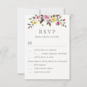 おしゃれな結婚式の出欠返信カード(メニュー付き) 招待状 (正面)