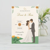 おしゃれな結婚式の招待状の絵 招待状 (スタンド正面)