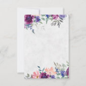 おしゃれな結婚式の招待状を手軽に作成　パープルとオレンジの花イラスト 招待状 (正面)