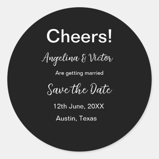 おしゃれな結婚式の案内シンプルでモダン ラウンドシール (正面)