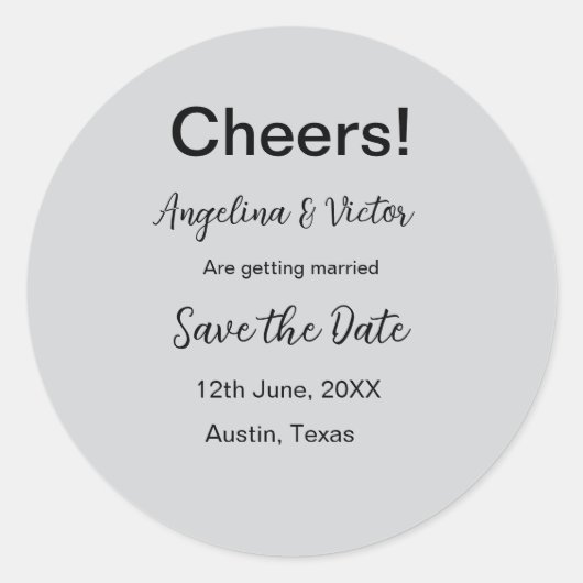 おしゃれな結婚式の案内シンプルでモダン ラウンドシール (正面)