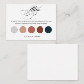 おしゃれな結婚式カラーパレットドレスコードカード エンクロージャーカード (正面/裏面)