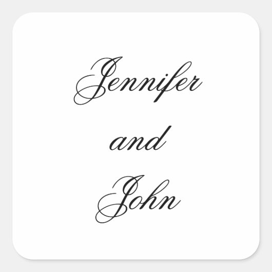 おしゃれな結婚式ステッカー　名前をオーダーメイド スクエアシール (正面)