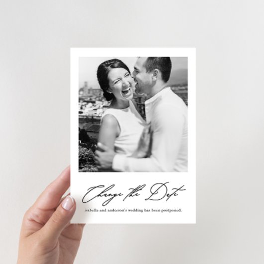 おしゃれな結婚式延期・新日程写真 案内状