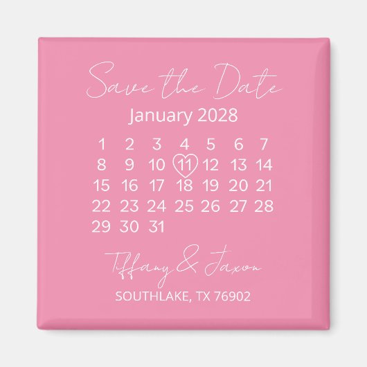 おしゃれな結婚式当日のリマインダー ピンクとホワイト マグネット (正面)