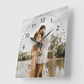 おしゃれな結婚式当日の写真 黒い数字 スクエア壁時計 (傾斜)