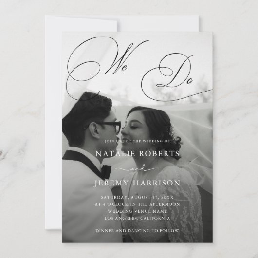 おしゃれな結婚式招待状2 フォトQRコード カジュアルウェディング 招待状 (正面)
