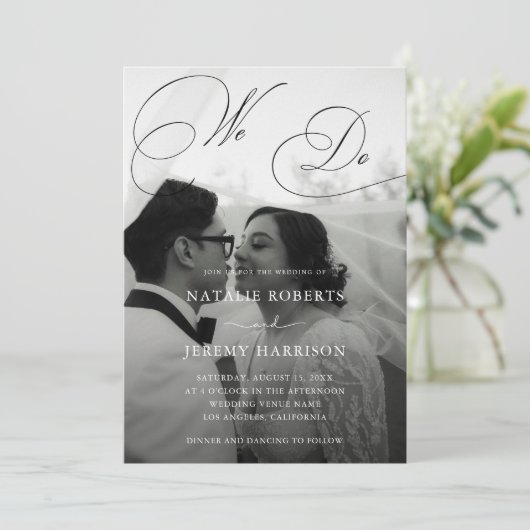 おしゃれな結婚式招待状2 フォトQRコード カジュアルウェディング 招待状 (スタンド正面)