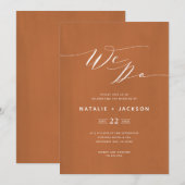 おしゃれな結婚式招待状　ウェディング　ラストスクリプト　テキスト　ネイビー背景　手描き 案内状 (正面/裏面)