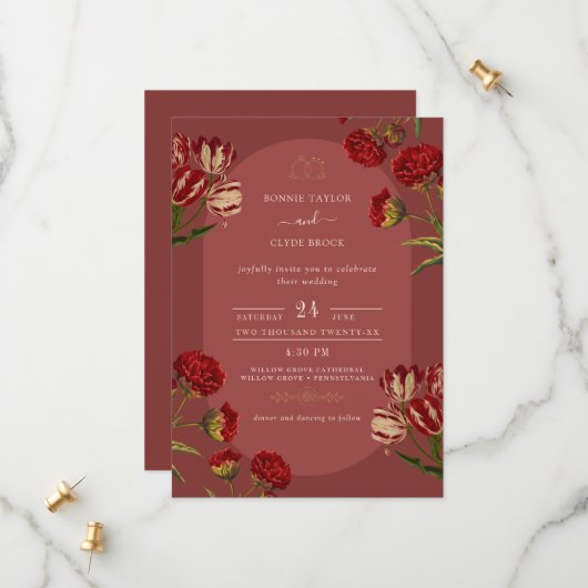 おしゃれな結婚式招待状　エレガントな詳細付き セーブザデート (正面/裏面インサイチュ)