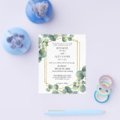 おしゃれな結婚式招待状 葉っぱ ユーカリ シンプル チラシ (シングル)