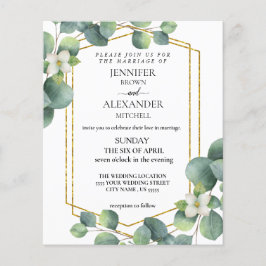 おしゃれな結婚式招待状 葉っぱ ユーカリ シンプル チラシ