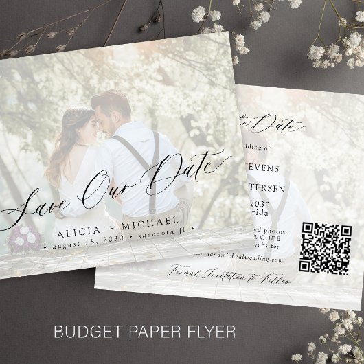 おしゃれな結婚式 低予算 写真 QRコード 結婚式の案内を保存 チラシ
