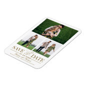おしゃれな結婚式 Save The Date 3枚の写真のコラージュ マグネット (左側)