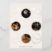 おしゃれな結婚記念のオーナメント複数写真カード 箔シーズンカード (正面)