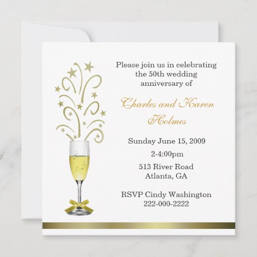 おしゃれな結婚記念日パーティー招待状 招待状 (正面)