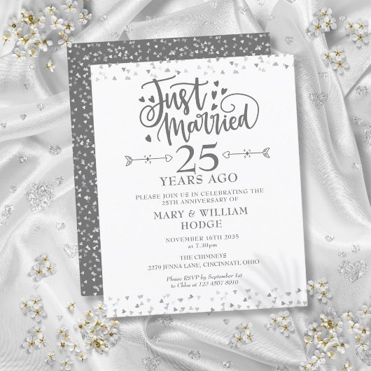 おしゃれな結婚25周年招待状
