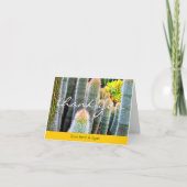 おしゃれな緑のふわふわのサボテン　モダンな筆記体　名前　太字 サンキューカード (正面)