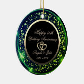 おしゃれな緑のコンフェッティ 50周年結婚記念日 セラミックオーナメント (右)