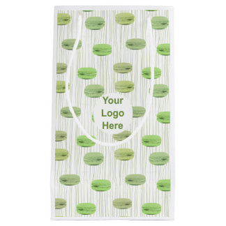 おしゃれな緑のマカロン菓子パーソナライズされた スモールペーパーバッグ