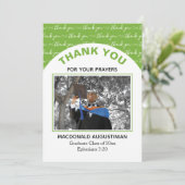 おしゃれな緑の卒業写真感謝カード サンキューカード (スタンド正面)