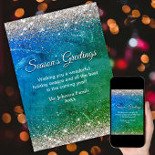 おしゃれな緑青金クリスマス新年挨拶 カード