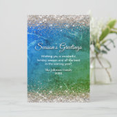 おしゃれな緑青金クリスマス新年挨拶 カード (スタンド正面)