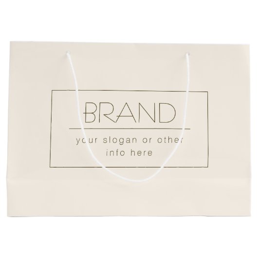 おしゃれな編集可能なテンプレート | クリーム色 & ダークブラウン ラージペーパーバッグ (裏面)