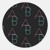 おしゃれな編集可能な任意の2つのモダンなタイルのイニシャル ラウンドシール (正面)