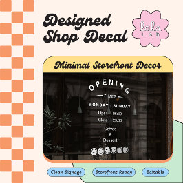 おしゃれな編集可能な営業時間窓用シール（カフェ用） ウィンドウサイン