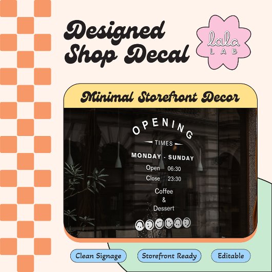おしゃれな編集可能な営業時間窓用シール(カフェ用) ウィンドウサイン