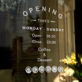 おしゃれな編集可能な営業時間窓用シール(カフェ用) ウィンドウサイン