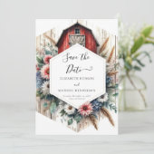 おしゃれな編集可能な牧場ウェディング セーブザデート (スタンド正面)